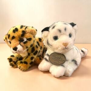 Busch Gardens Tiger Plush Set 2 6” White Tiger & Spotted Tiger Cub Tampa FL